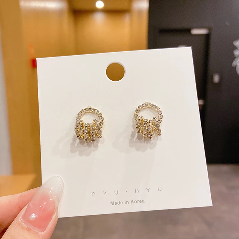 

Korean Fashion Circle Ring Drop Earrings for Women Temperament High Quality Jewelry AAA Zircon S925 Needle Weddings Party Gift