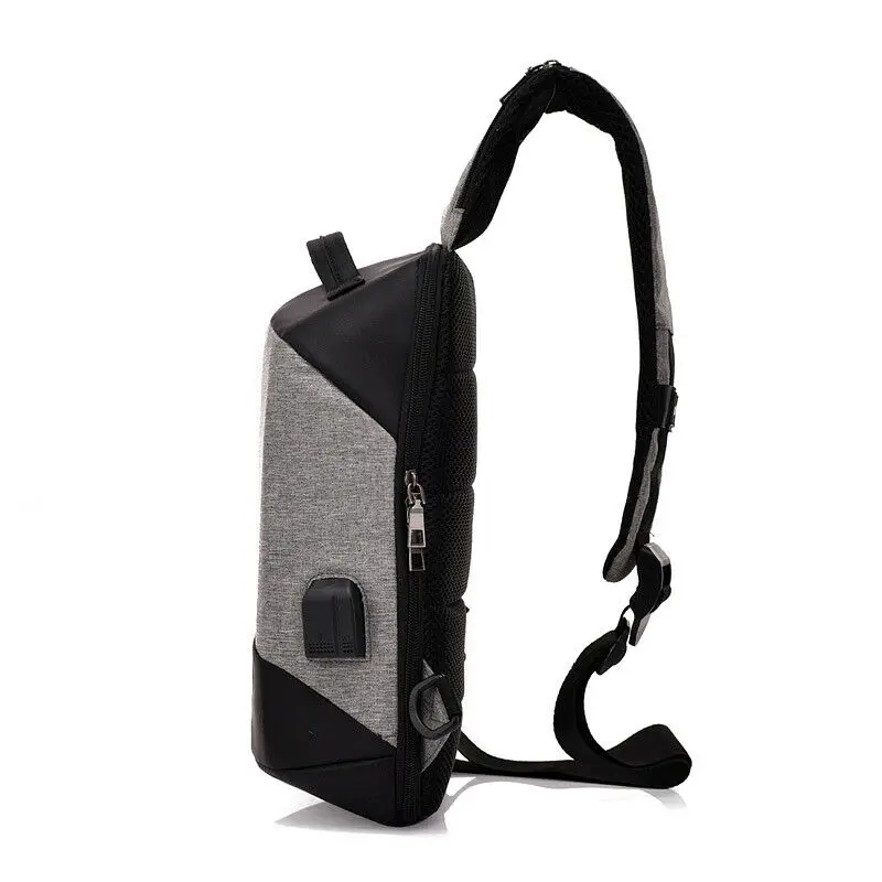 Вместительные мужские нагрудные сумки с USB-разъемом и защитой от кражи, повседневная дорожная сумка, водонепроницаемая сумка-мессенджер от AliExpress WW