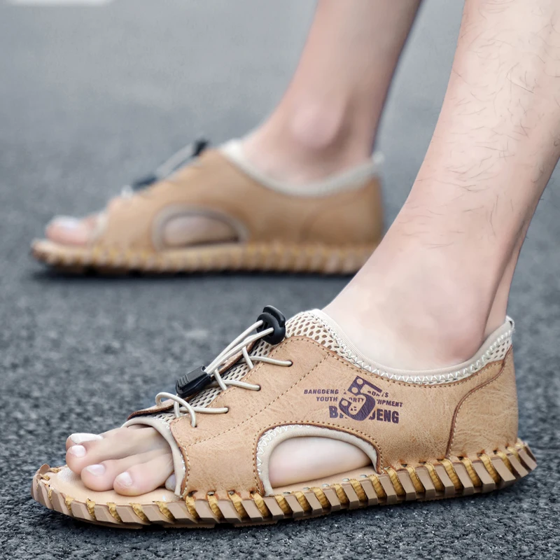 

Comfortable Men's Sandals Sneakers Summer Men Sandals Beach Men Flip Flop Handmade Men's Casual Shoes Outdoor Wading Shoes 39-46