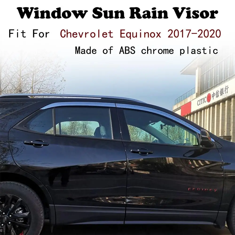 

ABS Chrome plastic Window Visor Vent Shades Sun Rain Guard car accessories For Chevrolet Equinox 2017-2020