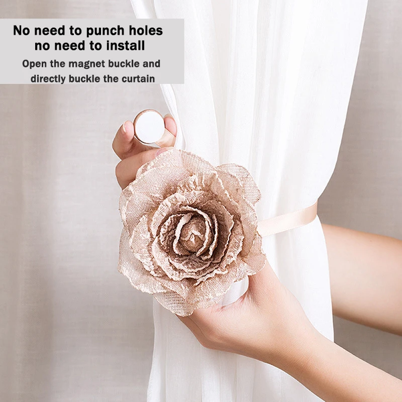 

Flower magnet curtain buckle magnetic free installation curtain strap wire curtain hook wall hook Curtain Rods Accessoires