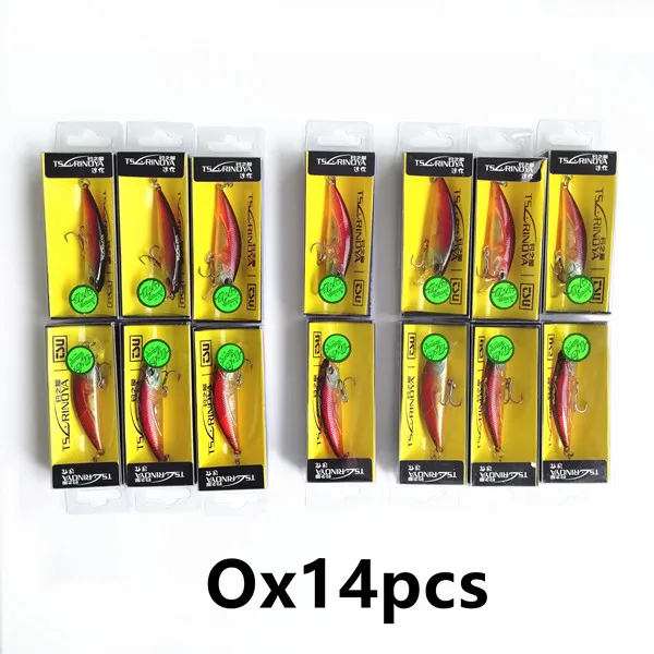 OX14PCS DW63 Tsurinoya, 14 шт.,, DW63, Тонущая мини приманка в виде гольяна, 50 мм, 5 г, рыболовные жесткие приманки, Реалистичные 3D рыбные глаза - Цвет: OX14PCS DW63