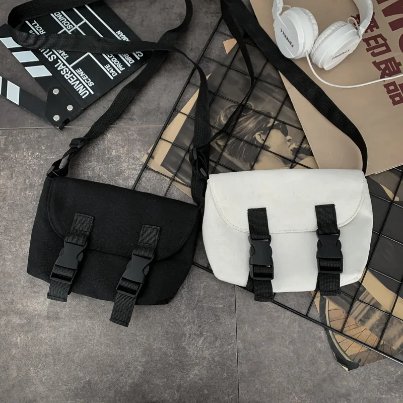 

Fashion Canvas Shoulder Bag For Women Japanese Simple Cloth Crossbody Bag Students Casual Black Cute Street Messenger Bags