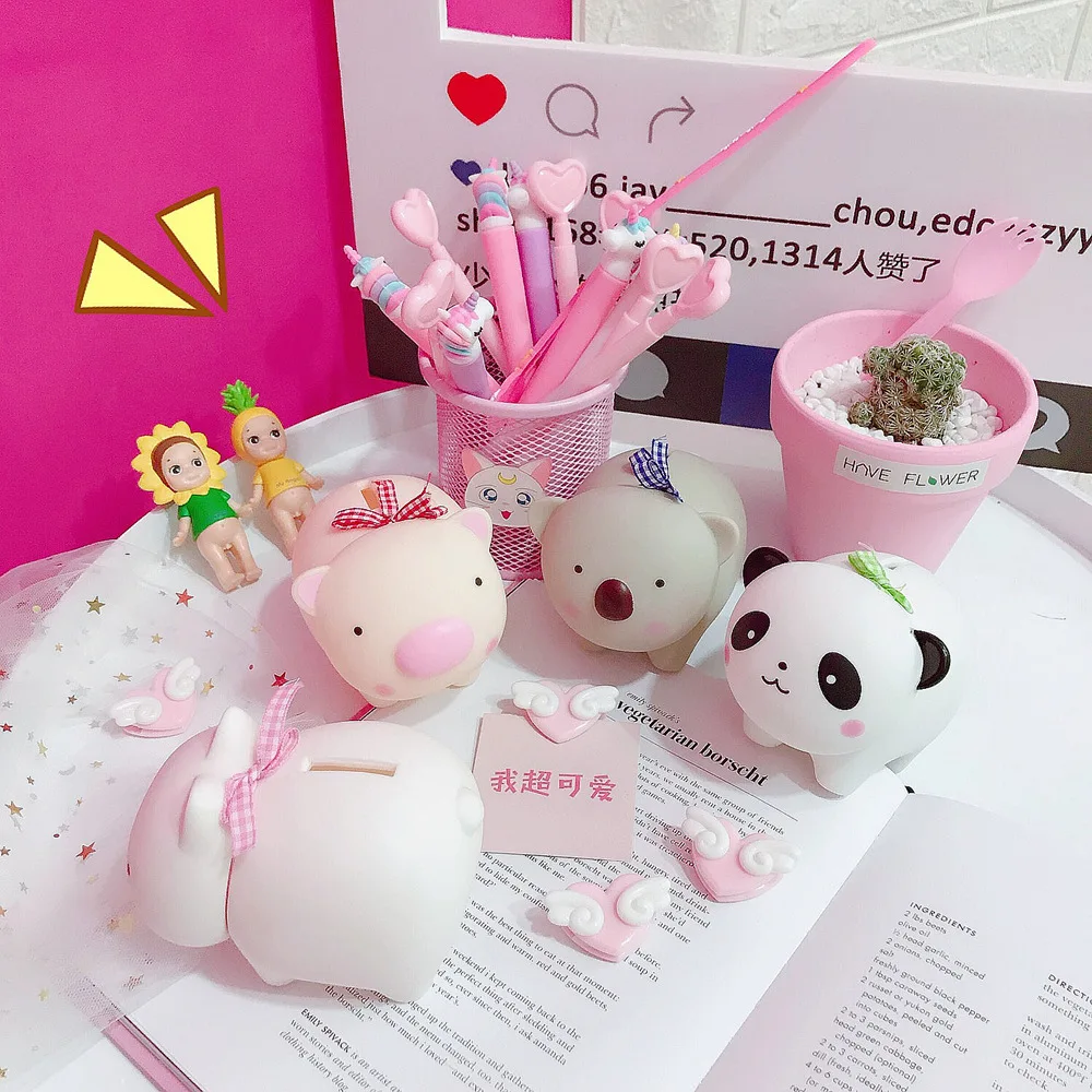 Милые животные розовый кот свинья панда милый мини-поросенок декор стола в
