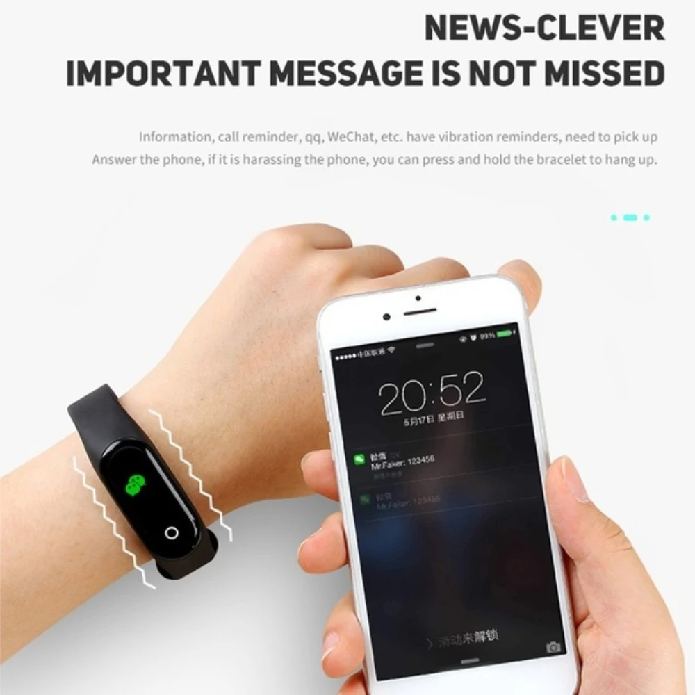 2020 Новый M4 Смарт Фитнес трекер Smart Watch Sport Браслет сердечного ритма крови Давление