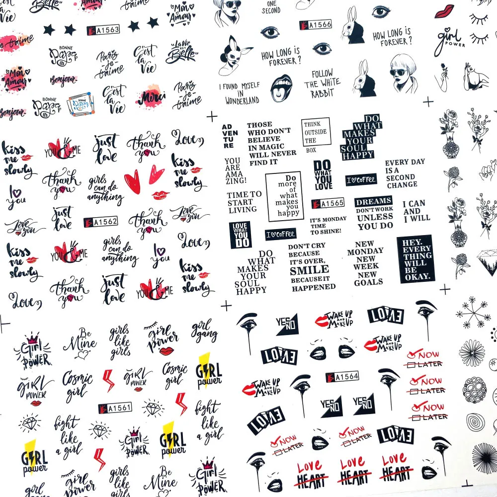 Фразы на английском языке наклейки для ногтей Водные Наклейки слайдер