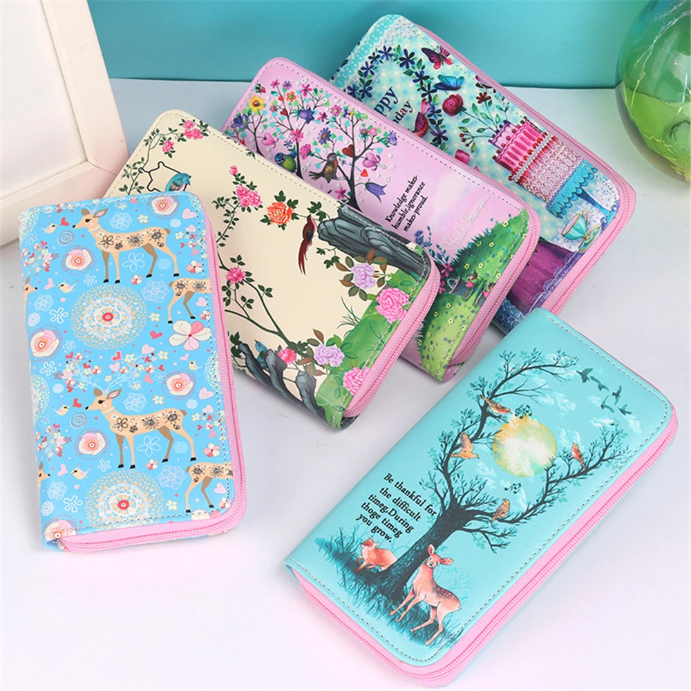 

New Canvas Cartoon Totoro Cat Printed Flower Dog Women Long Cute Mini Money Key Bag Coin Pocket Purse for Children
