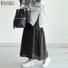 Юбка ZANZEA Женская Макси с принтом в богемный горошек, Повседневная элегантная Праздничная трапециевидная юбка с низом, лето 2021