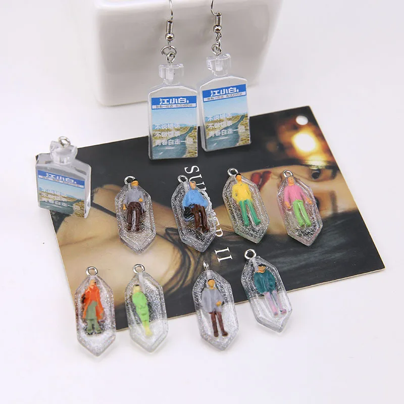 

10Pcs/lot Kawaii Flatback Resin Cabochon With Hook DIY Mini Figure Pendants Jewelry Earrings Accessories Scrapbooking Charms