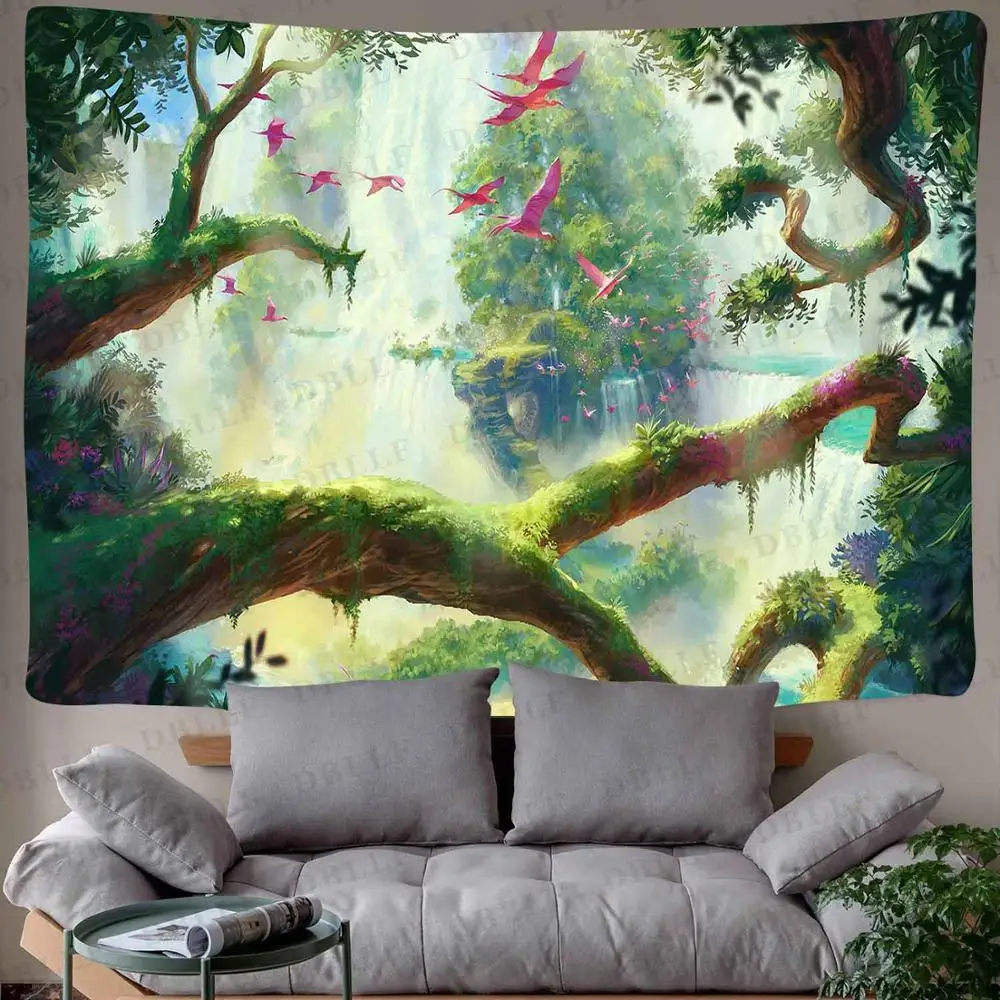 Simsan Fantasy Forest гобелен с изображением деревьев Fairyland Alice Castle Wall висящие Декорации