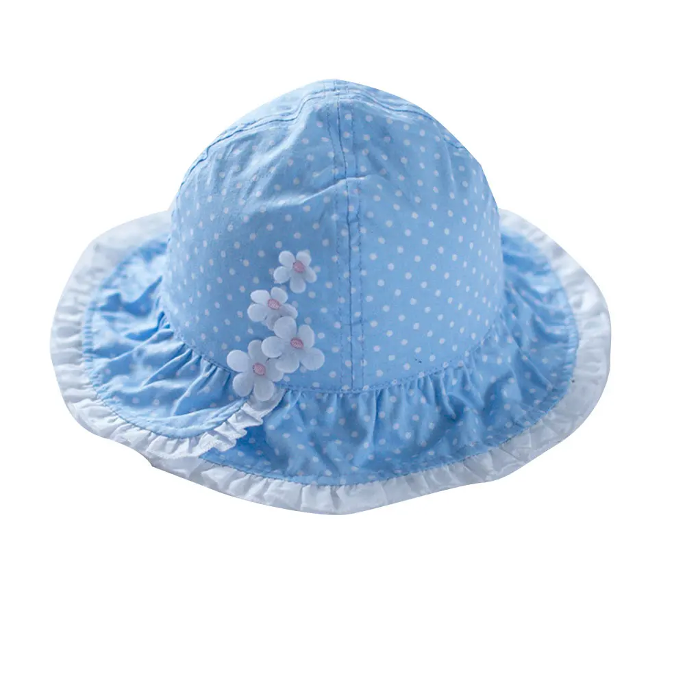 TOU-- Baby Girls Lovely Flowers Sunhat Kids Fashion Beach Cotton Visor Girl 's Knitted Hat 1PC |