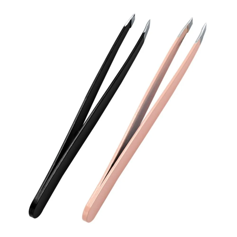 

2pcs Eyebrow Clips Stainless Steel Tweezers Fixed Oblique Mouth Eyebrow Trimmer Clip Cosmetic Beauty Makeup Tools