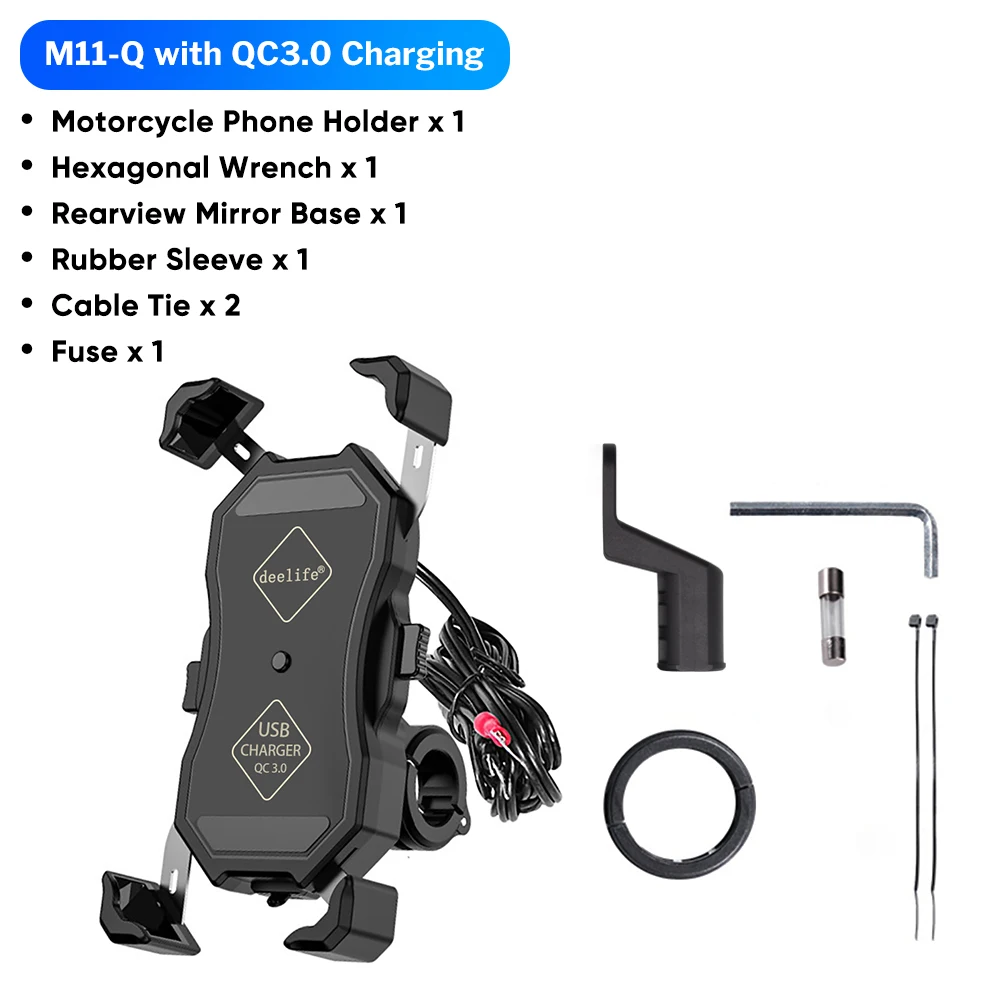 

Motorcycle Phone Holder for Moto Motorbike X-Grip Smartphone Stand USB Charger Wireless Charging Cellphone Mount