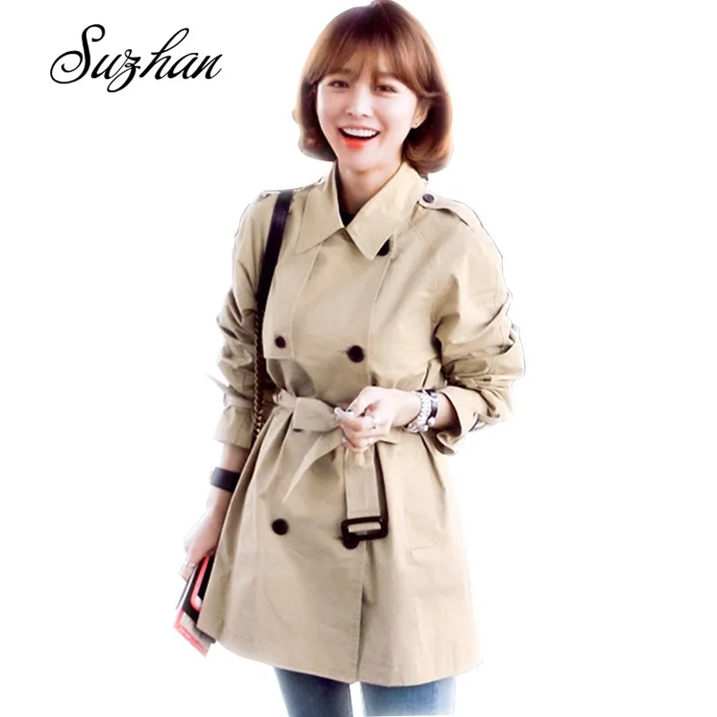 Suzhan Женская Повседневная двубортная верхняя одежда куртка модный пояс офисное
