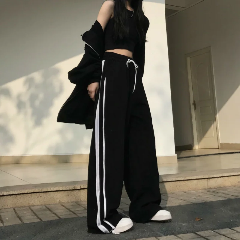 

SHENGPALAE Fashion Trousers Women's Autumn 2021 High Waist Straight Loose Solid Color Corduroy Wide Leg Pants Female Tide 5E3000