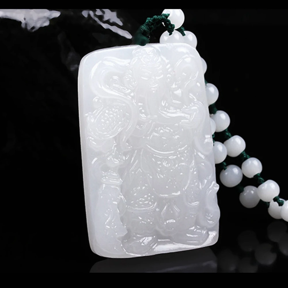 Высокое качество уникальный натуральный белый нефрит резной Будда дракон феникс