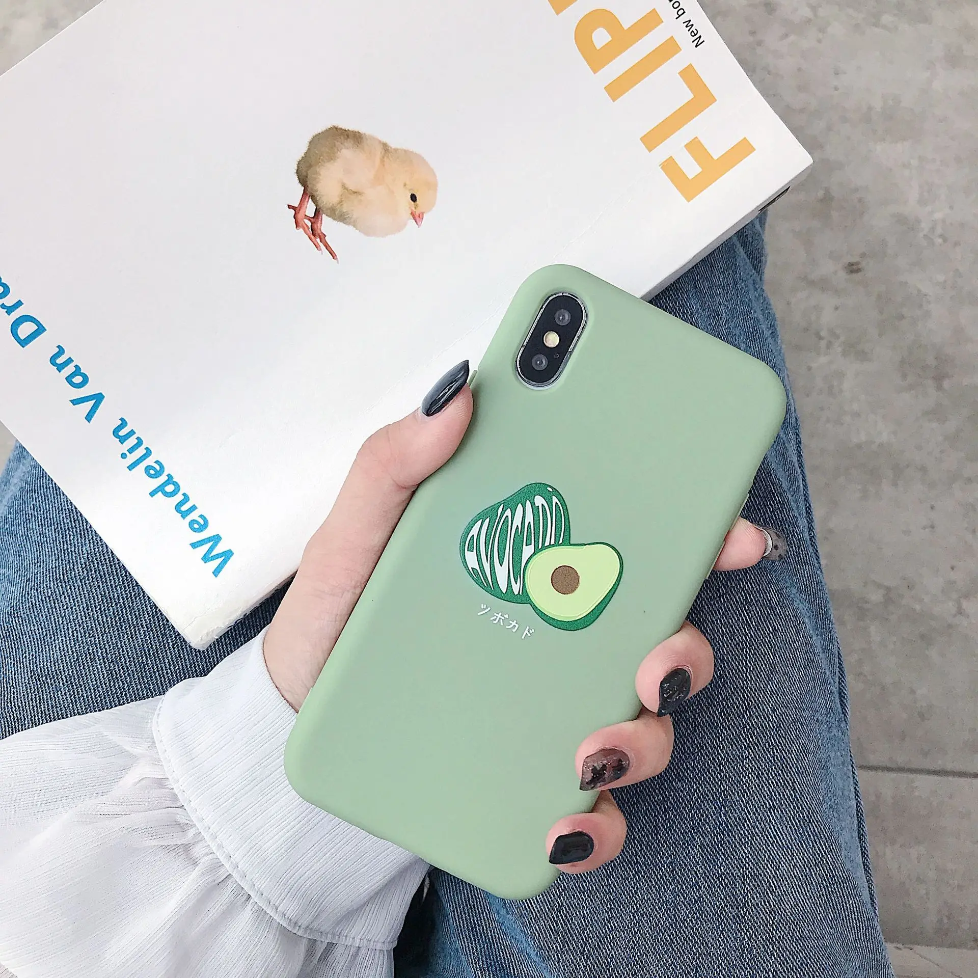 Silicone Cartoon avocado print Phone Case For iPhone 11 pro X XR XS Max 7 8 6 6s Plus Back Cover soft Anti-fall Protective shell |