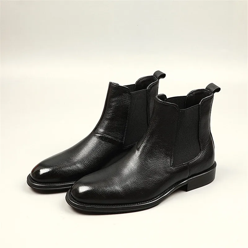 Модные черные ботинки челси из натуральной кожи Мужская Уличная обувь | Обувь