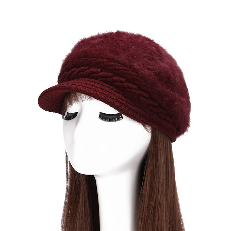 

Fashion Rabbit Hair Knitted Hat Women Winter Hats Ladies Beanie Girls Skullies Beanies Bonnet