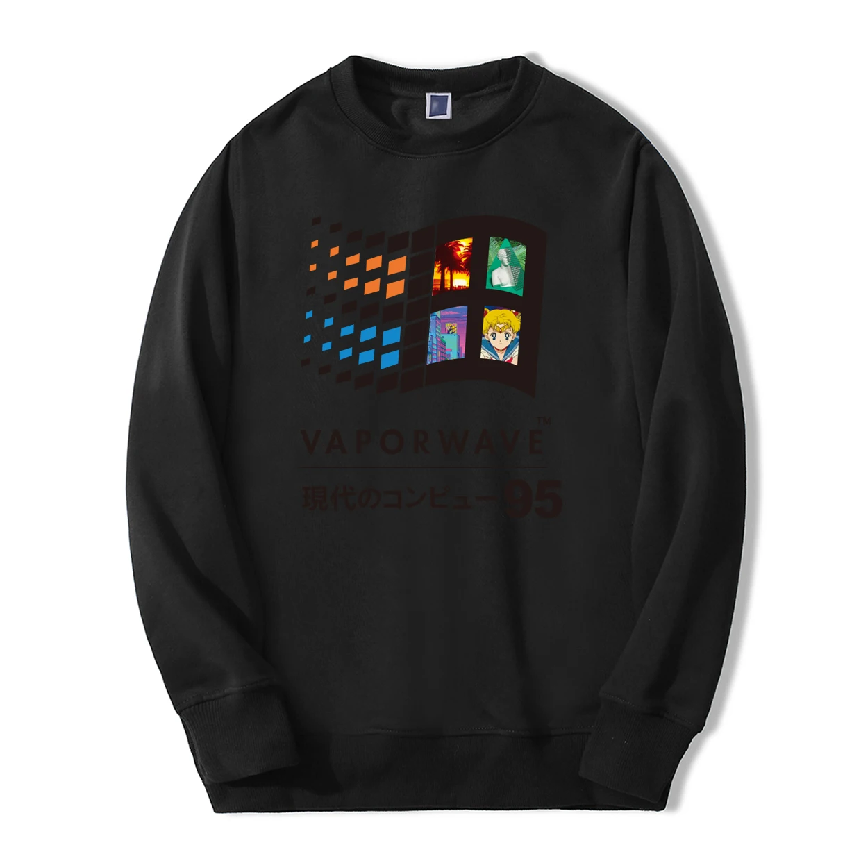 Весна Зима Vaporwave винтажный Ретро японский аниме эстетический мужской свитер толстовки хип хоп Уличная Повседневная спортивная одежда