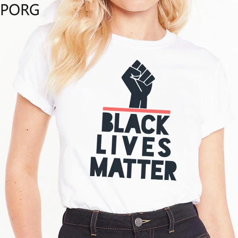 

PORG, новинка, черные футболки Lives Matter 2020, женские летние повседневные футболки, винтажные Женские топы с коротким рукавом, повседневные футбо...