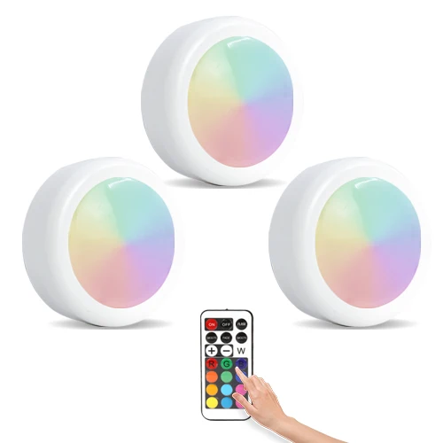 Светодиодный светильник RGB 12 цветов с сенсорным датчиком и батарейным питанием, беспроводной кухонный шкаф для лестницы, Ночной Настенный светильник - Испускаемый цвет: 3 pcs Lamp 1Remote