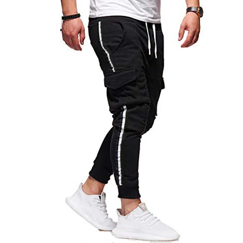 Мужские Саржевые модные брюки для бега новинка 2019 полосатые повседневные