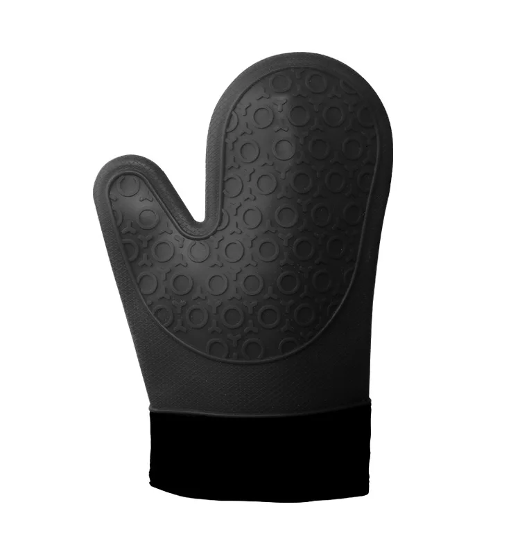 1pcs Лидер продаж 2 шт. Красный силиконовый кухня перчатка для печи Potholder с удлиненной холст рукавом шить для гриля и барбекю - Цвет: 1pcs