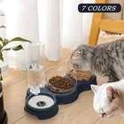 Миска для кошек 3 в 1, миски и поилки, двойная миска, поднимающаяся подставка для питья, зернистость для кормления кошек и хранения Мисок