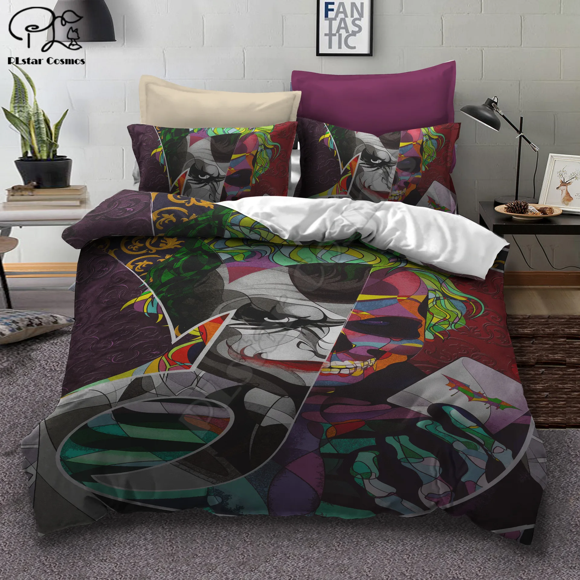 

Clown 3D printed Home Textiles 100% Polyester Bedding Set Luxury Three-Piece Pillowcase Quilt Cover