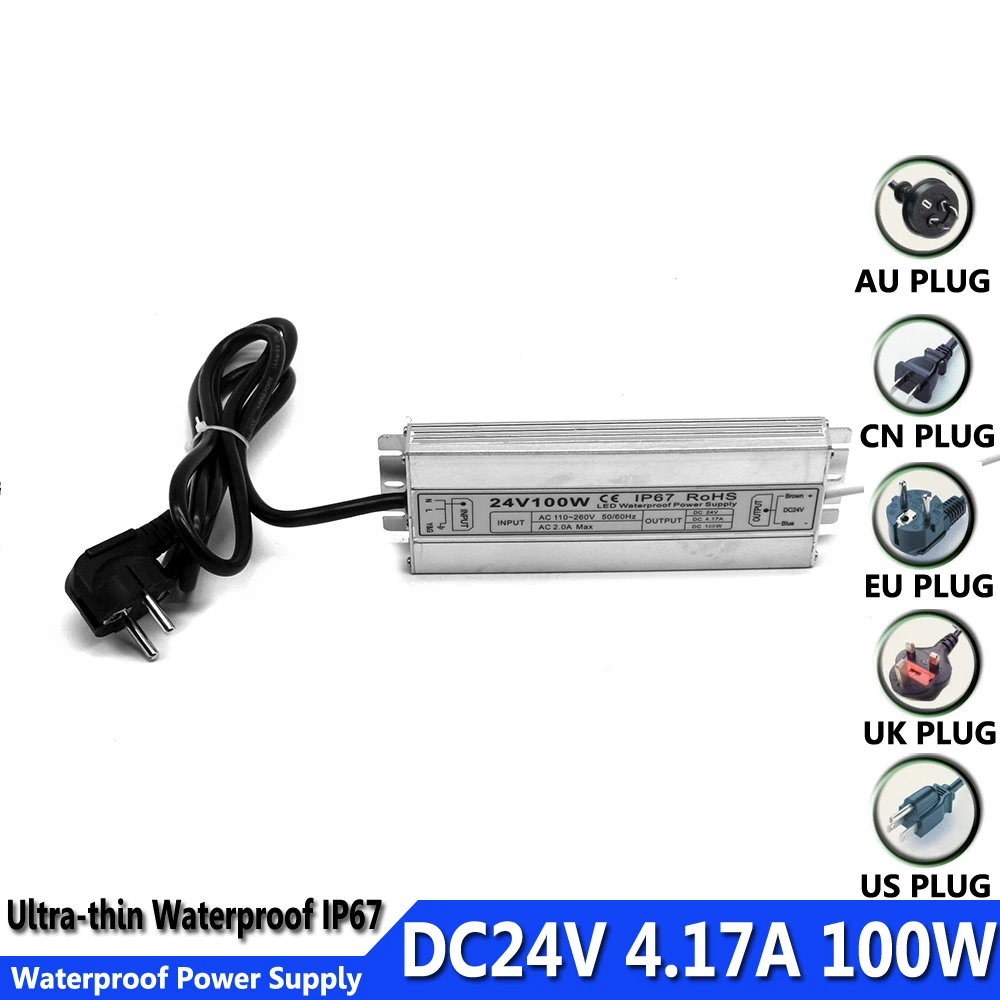 Водонепроницаемый источник питания IP67 24 В постоянного тока 60 Вт 100 120 150