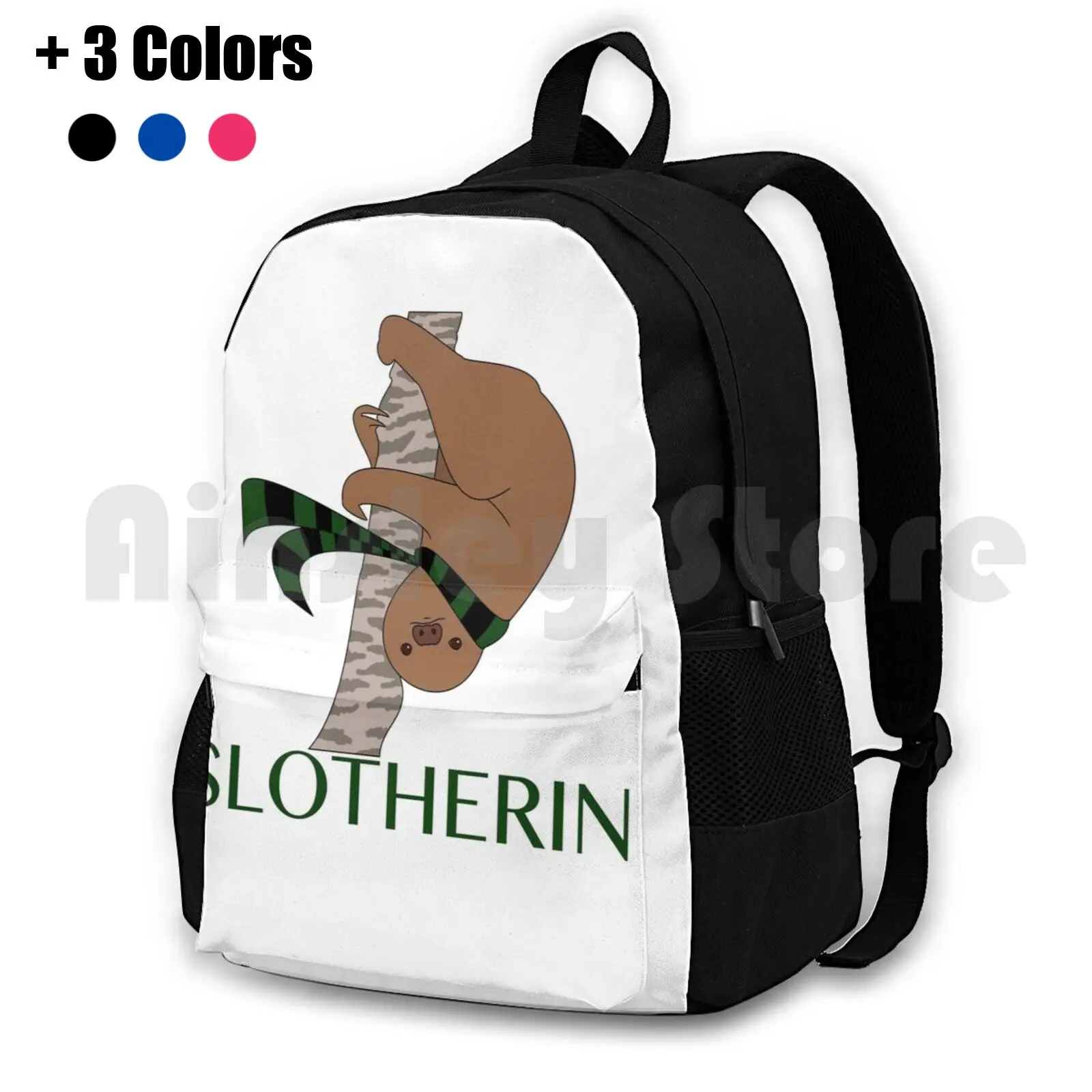 

Slotherin Outdoor Hiking Backpack Riding Climbing Sports Bag Graphic Design Magic Witch Wizard Animal Sloth Wand Text Funny Pun