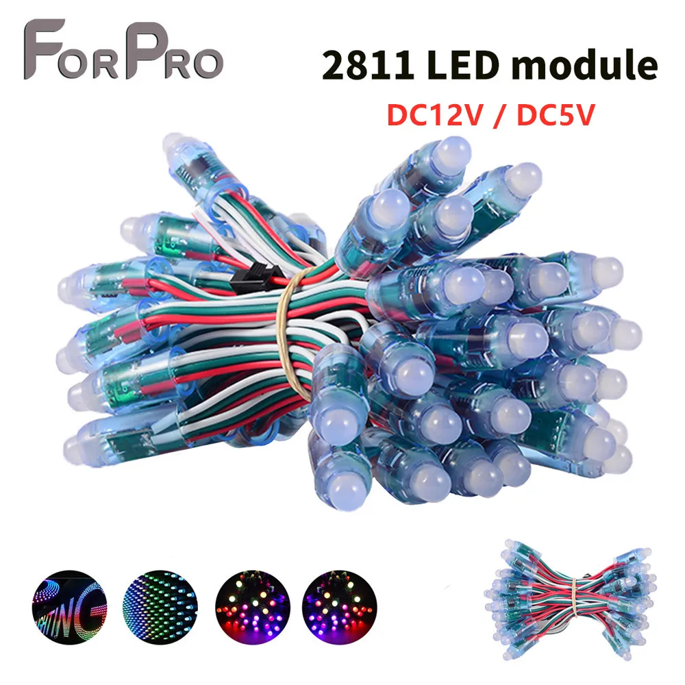 1000PCS DC5V/12V 12mm WS2811 Full Color LED Pixel Light Module IP68 waterproof RGB color  input  Digital LED christmas Light