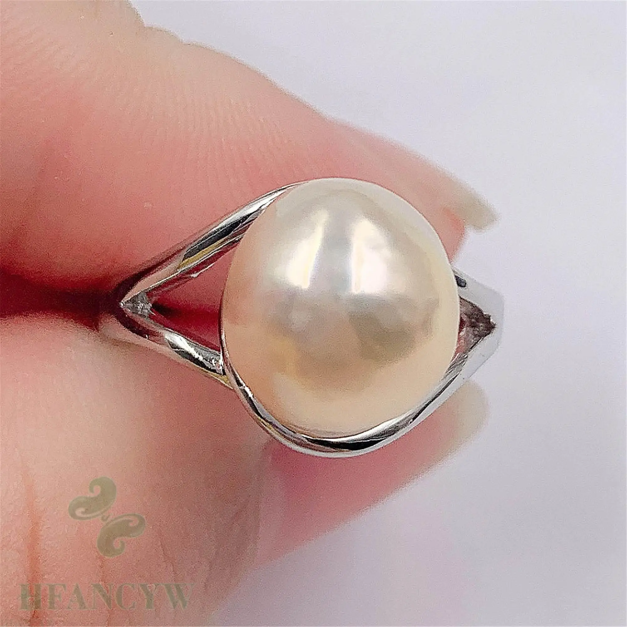 Розовое перламутровое открытое регулируемое кольцо ручной работы