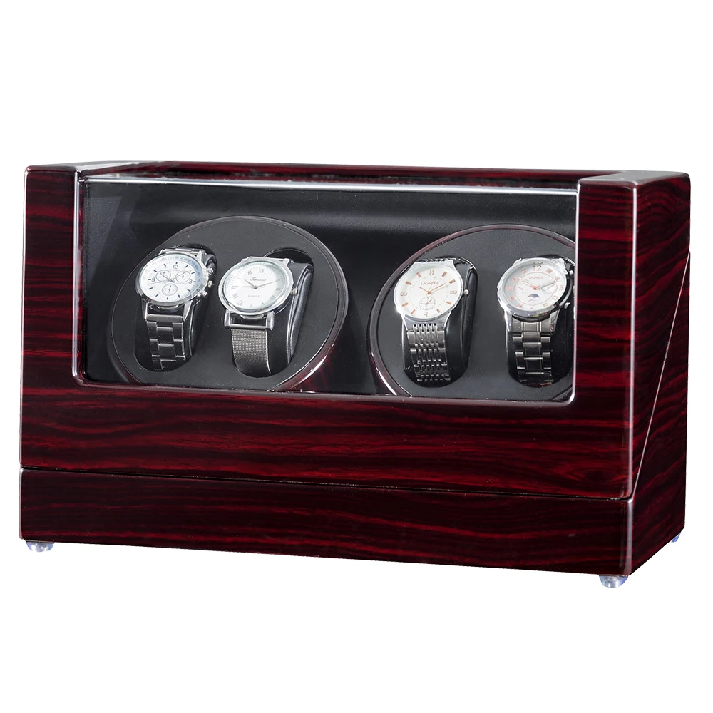 JQUEEN Ebony автоматический Quad 4 + 0 Часы моталки с двойным тихим Mabuchi двигатели 10