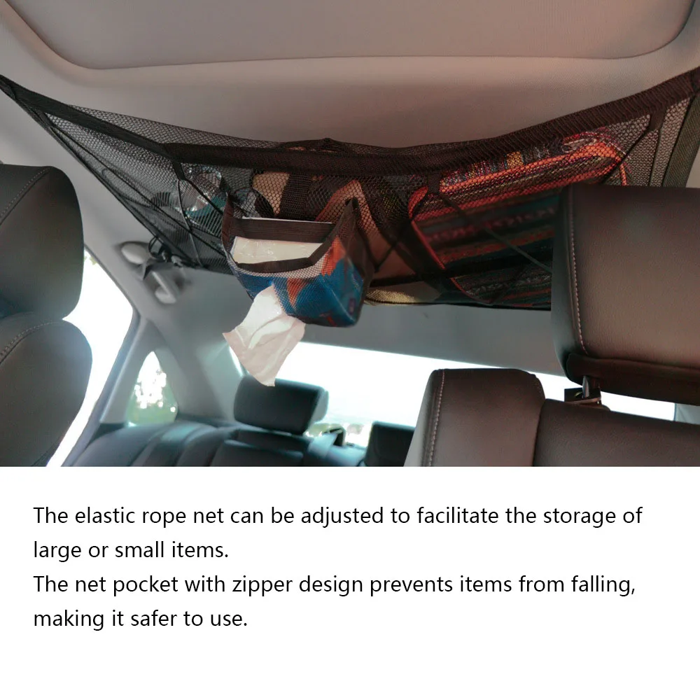 

Автомобильная потолочная сумка для хранения, Регулируемая сетка для груза, органайзер для всякой всячины, внутренняя сетка для крыши, карма...