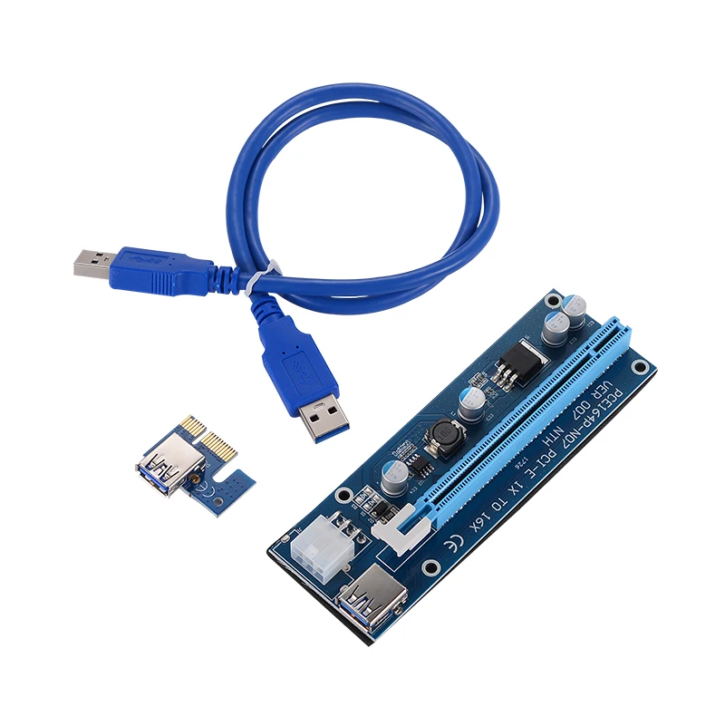VER 007 PCIe PCI E Express 1x к 16x Riser Card USB 3 0 кабель для передачи данных SATA 6Pin IDE Molex блок питания