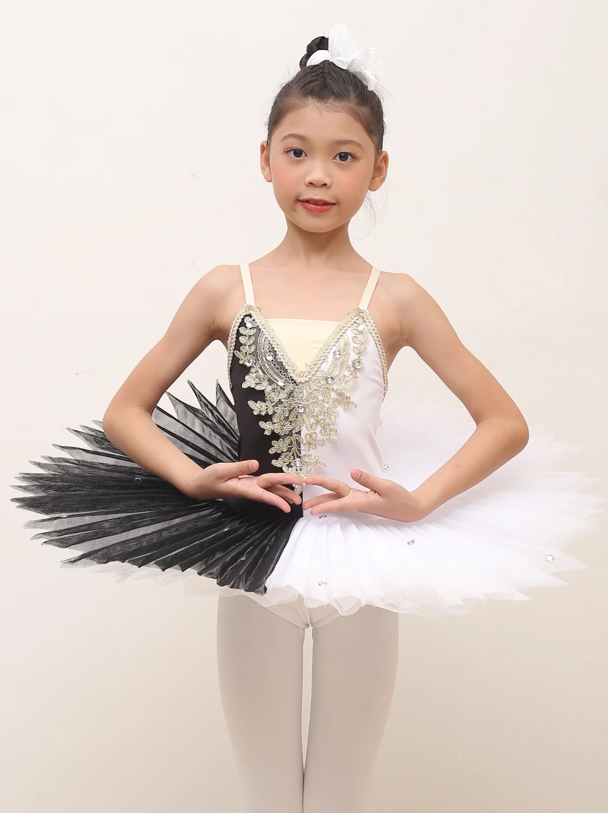 Новинка 2021 детская балетная юбка костюмы с лебедями черно белая танцевальная