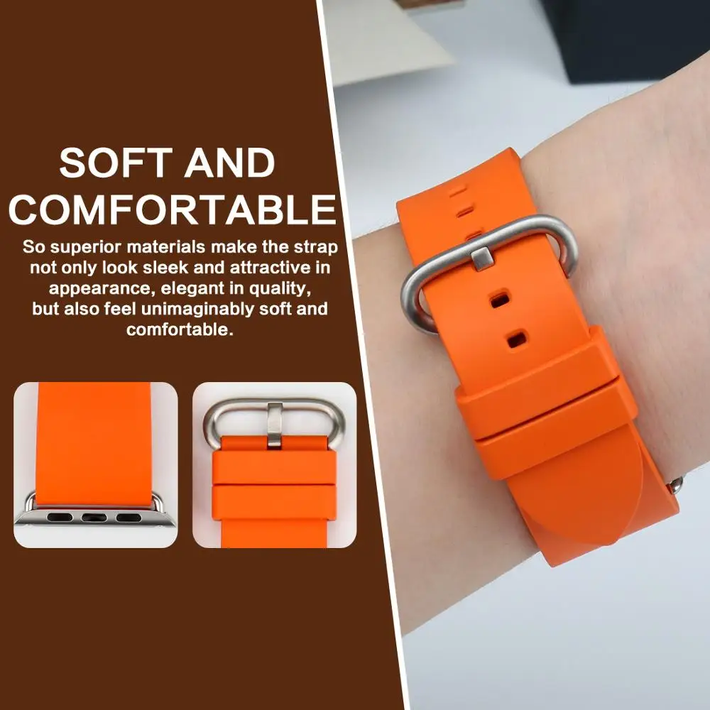 MAIKES Rubber Watchband For Sport Apple Watch Band 49mm 45mm 41mm 42mm 44mm 40mm iWatch Series 8 7 SE 6 5 4 3 Apple Watch Strap