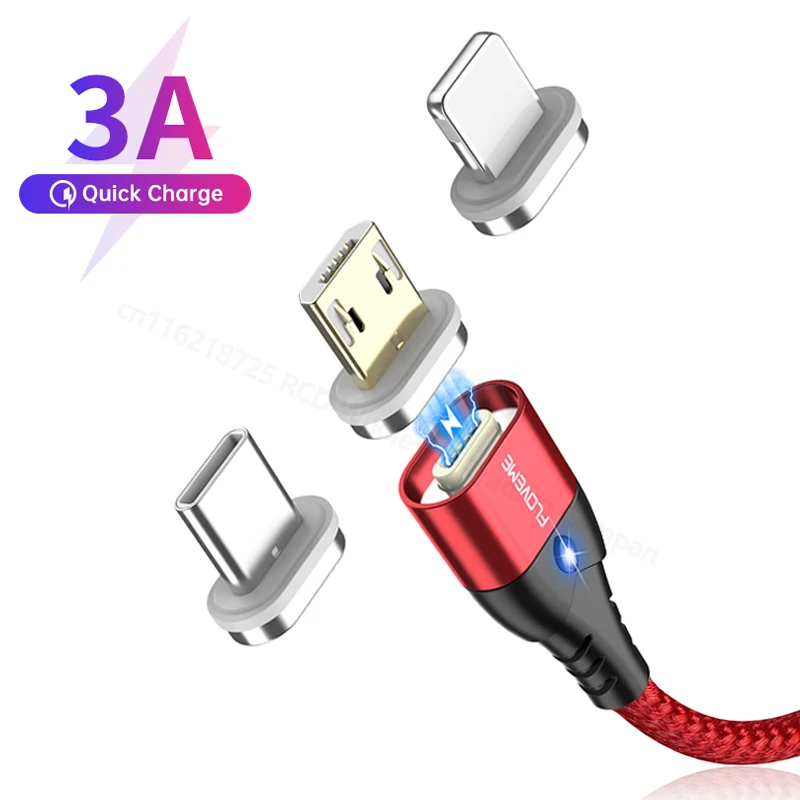 

FLOVEME Magnetic Charging Cable For Lightning Type C Micro USB Cable For iPhone Charger Android Phones Fast Charge USB Data Cabo