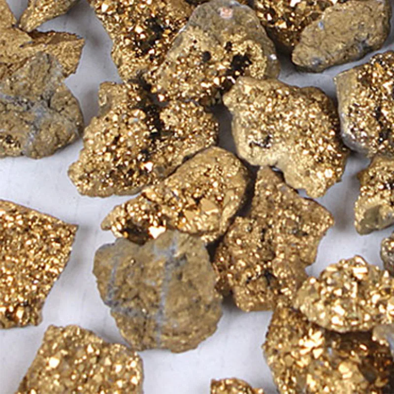 Натуральный натуральный золотой Титан аура геодезы Агат Минеральный Камень руды