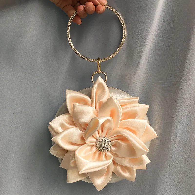 Женские атласные вечерние сумки чистого цвета свадебные с кристаллами и