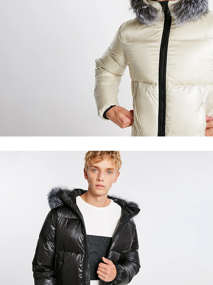 JackJones мужской зимний пуховик с капюшоном и воротником из лисьего меха 218412521