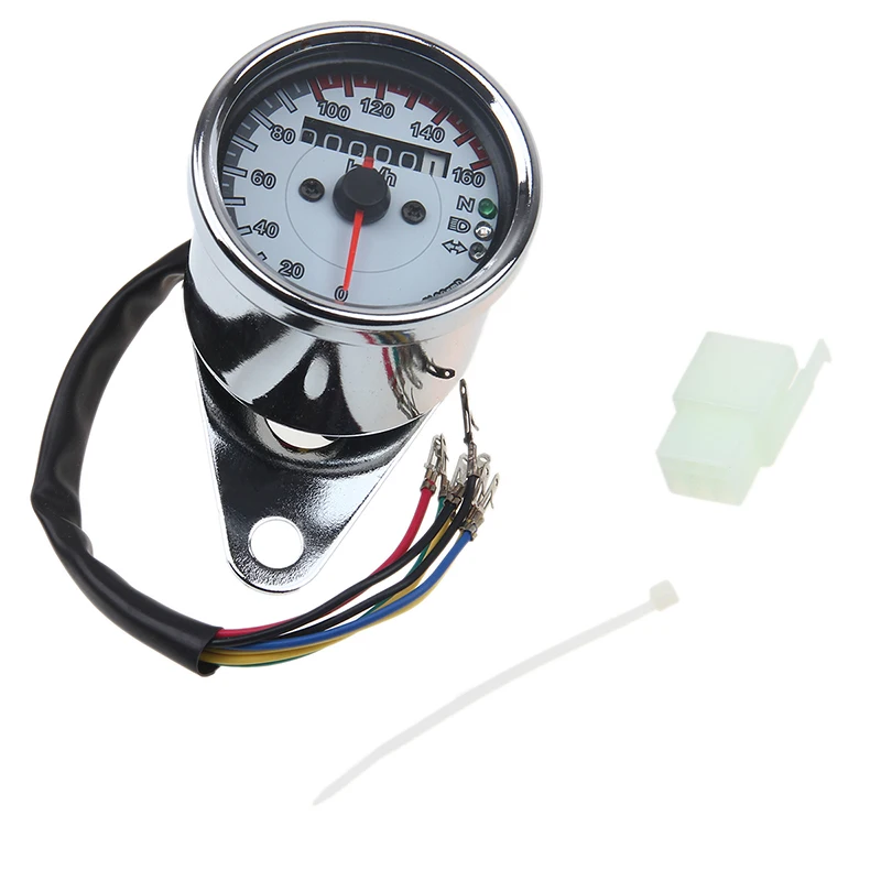 Posbay хром Мотоцикл цифровой одометр Универсальный светодиодный км/ч мотоцикл