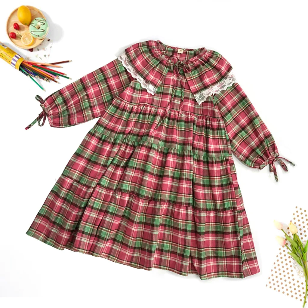

Cute Toddler Kids Girls Dress 2019 Spring Autumn Winter Long Sleeve Fashion Cute Plaid Children Dresses Casual Cotton Dress