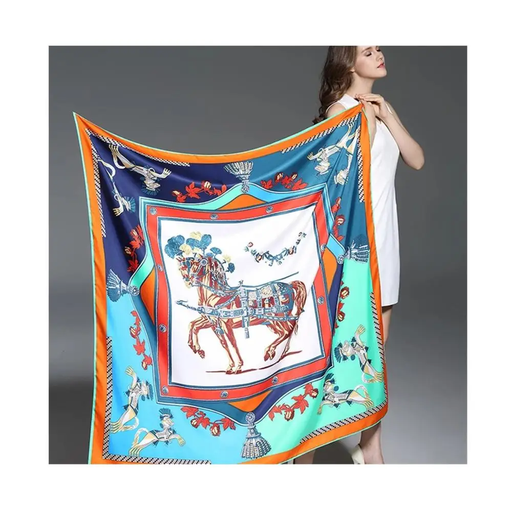 Саржевый Шелковый женский шарф роскошный бренд Европейский дизайн фуляр 130*130 см