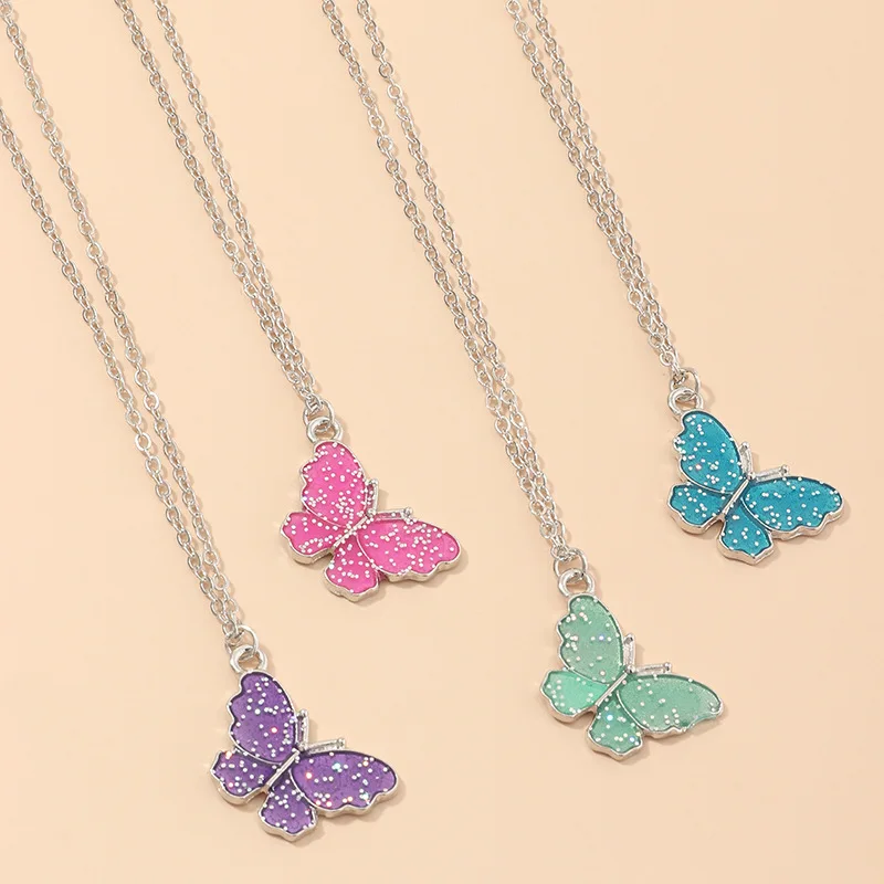 Butterfly 4 Colors Fashion Pendant Necklace For Women Alloy Jewelry Collares Friends Accessories Aesthetics Suspension XL10257 | Украшения