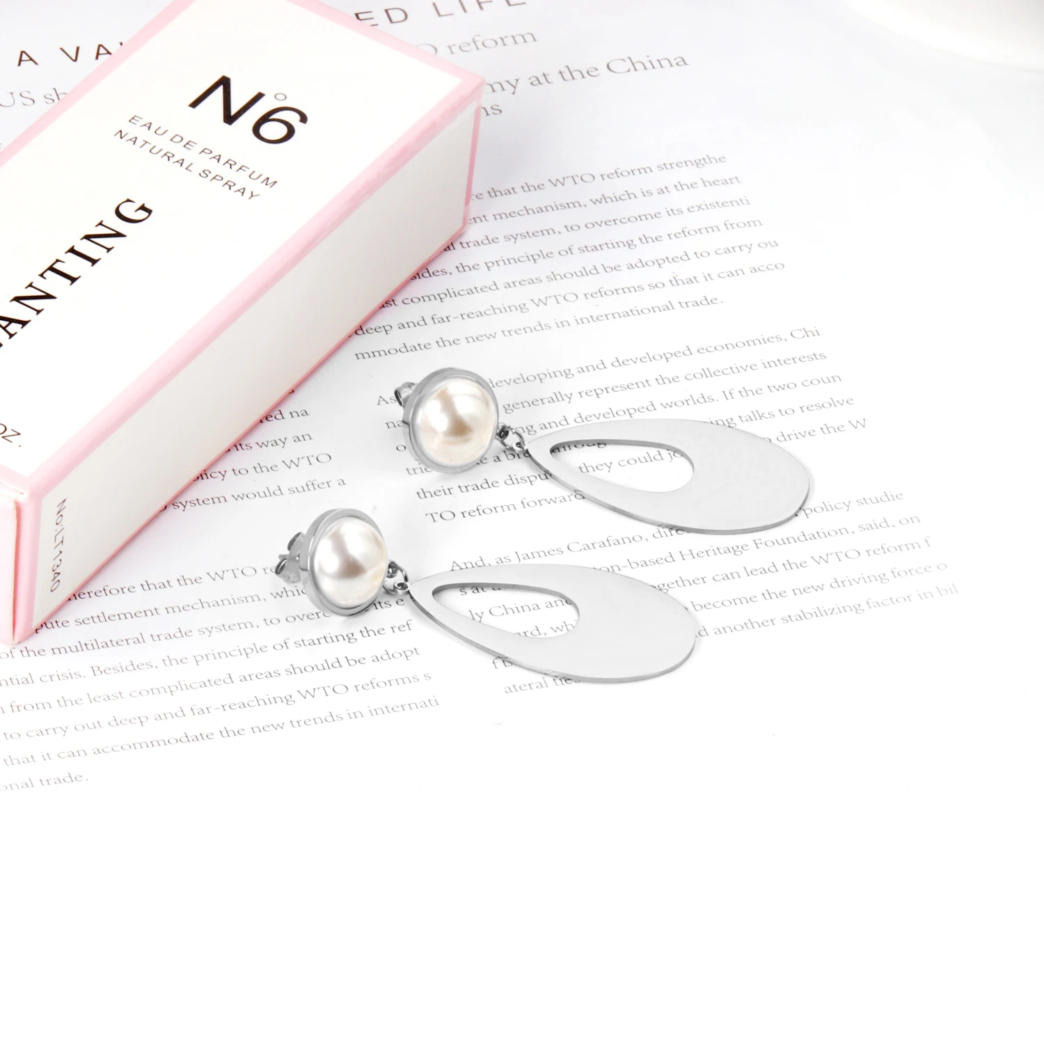 

LUXUSTEEL Round Imitaion Pearl Drop Earrings Stainless Steel Gold Silver Color Geometry Earring Fashion Jewelry Party Wholesale