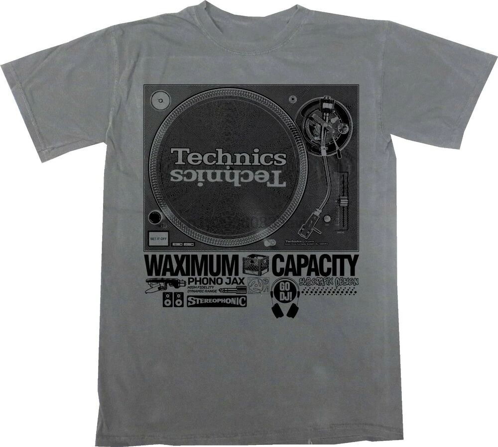 Футболка Technics 1200 DJ музыка Ди Джей турнир хип-хоп серый |