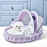 cute princess pet bed bow tie lace cat dog bed puppy small medium dog cat sleeping igloo house non slip warm washable